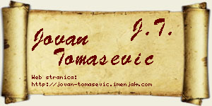 Jovan Tomašević vizit kartica